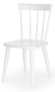 Set masa din MDF si lemn Glaucio Alb + 4 scaune din lemn de cauciuc Barack Alb, Ø106xH75 cm