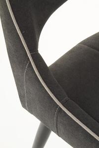 Scaun tapitat cu stofa si picioare metalice Kai-369 Gri inchis / Negru, l49xA58xH92 cm