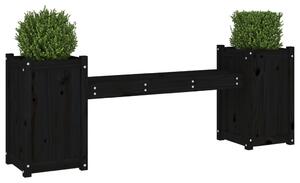 Banchetă cu jardinieră, negru, 180x36x63 cm, lemn masiv de pin