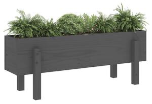 Strat înălțat de grădină, gri, 101x30x38 cm, lemn masiv de pin