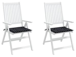 Perne scaun grădină carouri negre, 2 buc. 50x50x3 cm, textil