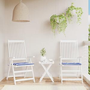 Perne scaun grădină 2 buc dungi albastru&alb 50x50x3 cm, textil