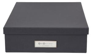 Cutie de depozitare cu etichetă pentru documente Bigso Box of Sweden Oskar, format A4, gri închis