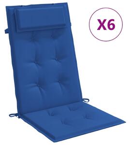 Perne scaun spătar înalt 6 buc albastru regal, țesătură Oxford