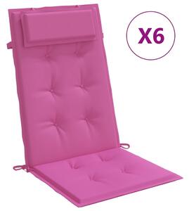Perne de scaun cu spătar înalt, 6 buc, roz, țesătură Oxford