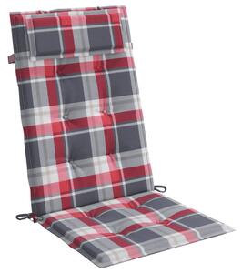Perne scaun spătar înalt 6 buc, roșu, carouri, țesătură Oxford