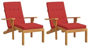 Perne scaun de terasă, 2 buc, roșu, țesătură Oxford
