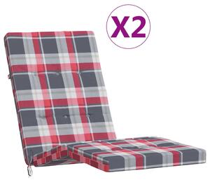 Perne scaun de terasă, 2 buc, roșu, carouri, textil Oxford