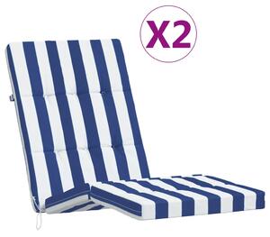 Perne scaun de terasă 2 buc. dungi albastre&albe, textil oxford