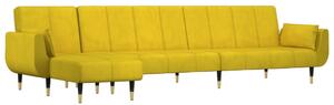 Canapea extensibilă în formă de L galben 275x140x70 cm catifea