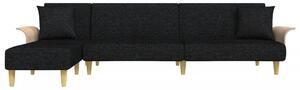 Canapea extensibilă în formă de L negru 279x140x70 cm textil