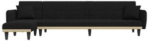 Canapea extensibilă în formă de L negru 275x140x70 cm textil