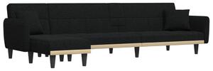 Canapea extensibilă în formă de L negru 275x140x70 cm textil