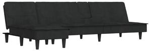 Canapea în formă de L negru 255x140x70 cm catifea