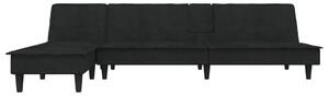 Canapea în formă de L negru 255x140x70 cm catifea