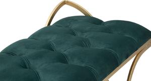 Banca tapitata cu stofa si picioare metalice Luxy Velvet Verde / Auriu, l103xA43xH47 cm