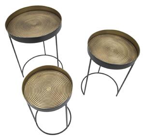Set 3 mese de cafea din metal Basket Grafit / Alama, Ø42,5xH60 / Ø35,5xH54 / Ø30,5xH49 cm