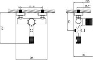 FDesign Ardesia baterie cadă-duș perete negru FD1-ARD-1-25