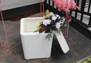 KONDELA Cutie / masă de depozitare pentru grădină, albă, IBLIS