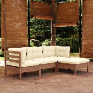 Set mobilier de grădină cu perne, 4 piese, maro miere, lemn pin