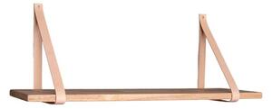 Raft din lemn cu suport din piele maro Casa Nordic Forno, 80 x 20 cm