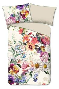 Lenjerie de pat din bumbac organic pentru pat dublu Descanso Flower Garden, 200 x 220 cm