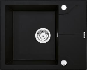 Chiuveta bucatarie compozit cu picurator negru mat 59 cm Deante Andante 590x490 mm, Negru mat