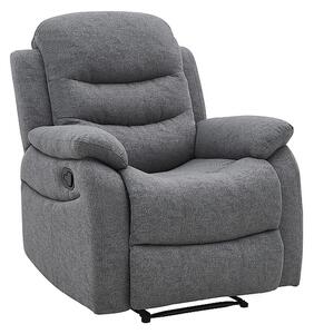 Fotoliu cu recliner NERON, stofă/metal, gri, 72×80-160×101 cm