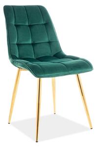 Scaun tapitat stofa verde CHIC, stofă catifelata/metal, verde - Bluvel 78/auriu, 50×58×88 cm