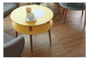 Masă de cafea cu picioare din lemn Ragaba UFO, Ø 70 cm, gri deschis