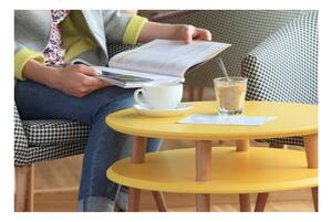Masă de cafea cu picioare din lemn Ragaba UFO, Ø 70 cm, gri deschis