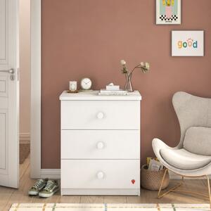 Comoda Line cu 3 sertare pentru camera copii, Design modern, colectia Varia White
