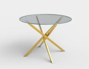 Masa living rotunda din sticla Raymond auriu, Ø100XH73 CM