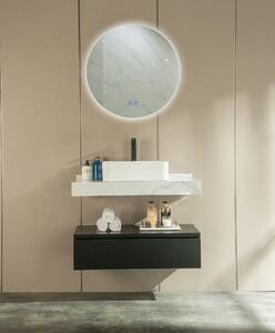 Set mobilier pentru baie din MDF, Terazzo Alb / Negru, 90 cm, 4 piese
