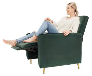 KONDELA Scaun relaxant reclinabil, ţesătură de catifea smarald, NAURO
