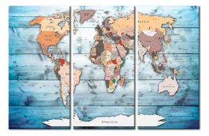 Avizier din mai multe piese cu harta lumii Bimago Sapphire Travels, 120 x 80 cm