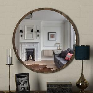 Oglindă rotundă de perete cu rama maro Glob, ⌀ 59 cm