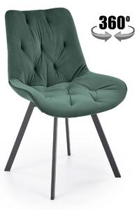 Scaun pivotant K519, verde inchis, stofa catifelata/metal, 54x63x86 cm