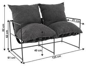 KONDELA Canapea modernă 2 locuri, gri/negru, DEKER
