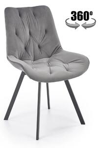 Scaun pivotant K519, gri, stofa catifelata/metal, 54x63x86 cm