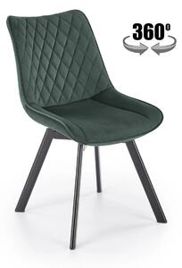 Scaun tapitat K520, verde/negru, stofa catifelata, 45x63x80 cm