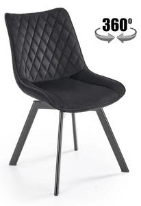 Scaun tapitat K520, negru, stofa catifelata, rotativ, 45x63x80 cm
