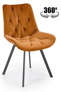 Scaun rotativ K519, caramiziu/negru, stofa catifelata/metal, 54x63x86
