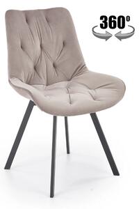 Scaun rotativ K519, bej/negru, stofa catifelata/metal, 54x63x86 cm