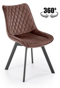 Scaun rotativ K520, maro/negru, stofa catifelata/metal, 45x63x80 cm