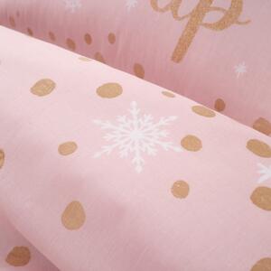 Lenjerie de pat din fleece Catherine Lansfield „Baby it is cold outside”, 135 x 200 cm, roz