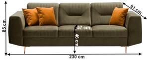 KONDELA Canapea cu 3-locuri, verde/miere, LEXUS