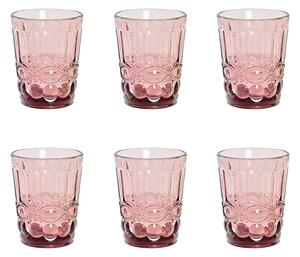 Set 6 pahare Relief din sticla roz 10 cm