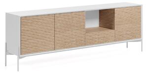 Comodă cu uși din lemn de frasin Kave Home Marielle, lățime 207 cm, alb