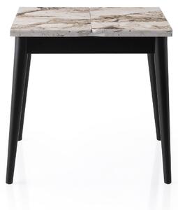 Masa extensibila TOTEM 3042, PAL melaminat/Metal, alb cu efect de marmura/negru, 80-160×80×75 cm